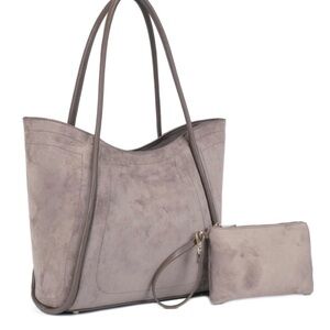 Elegant Taupe Women's Tote Bag with Pouch